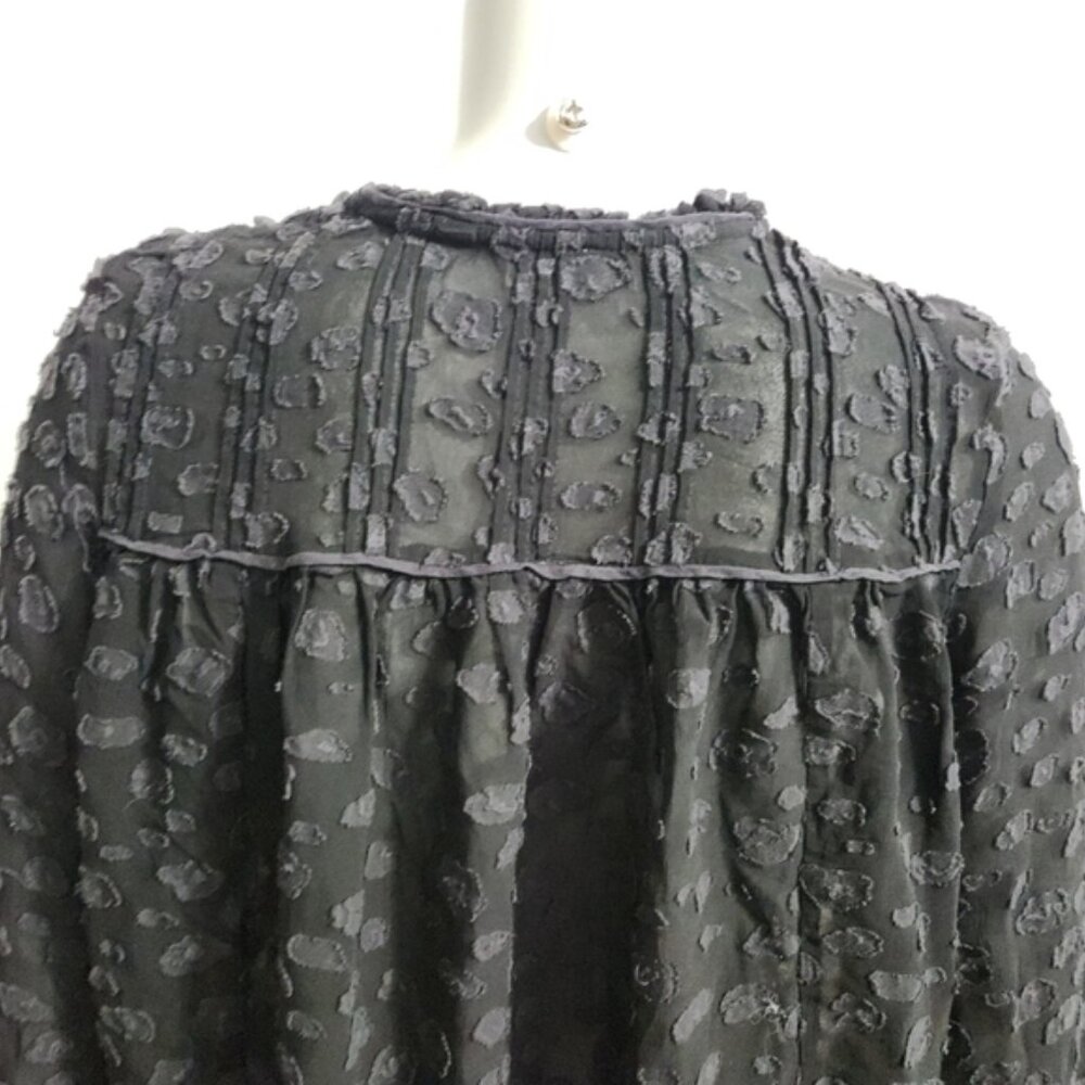 Aritzia X Wilfred Black Lourdes Collared Long Sleeve Sheered Blouse Size S - Picture 7 of 13